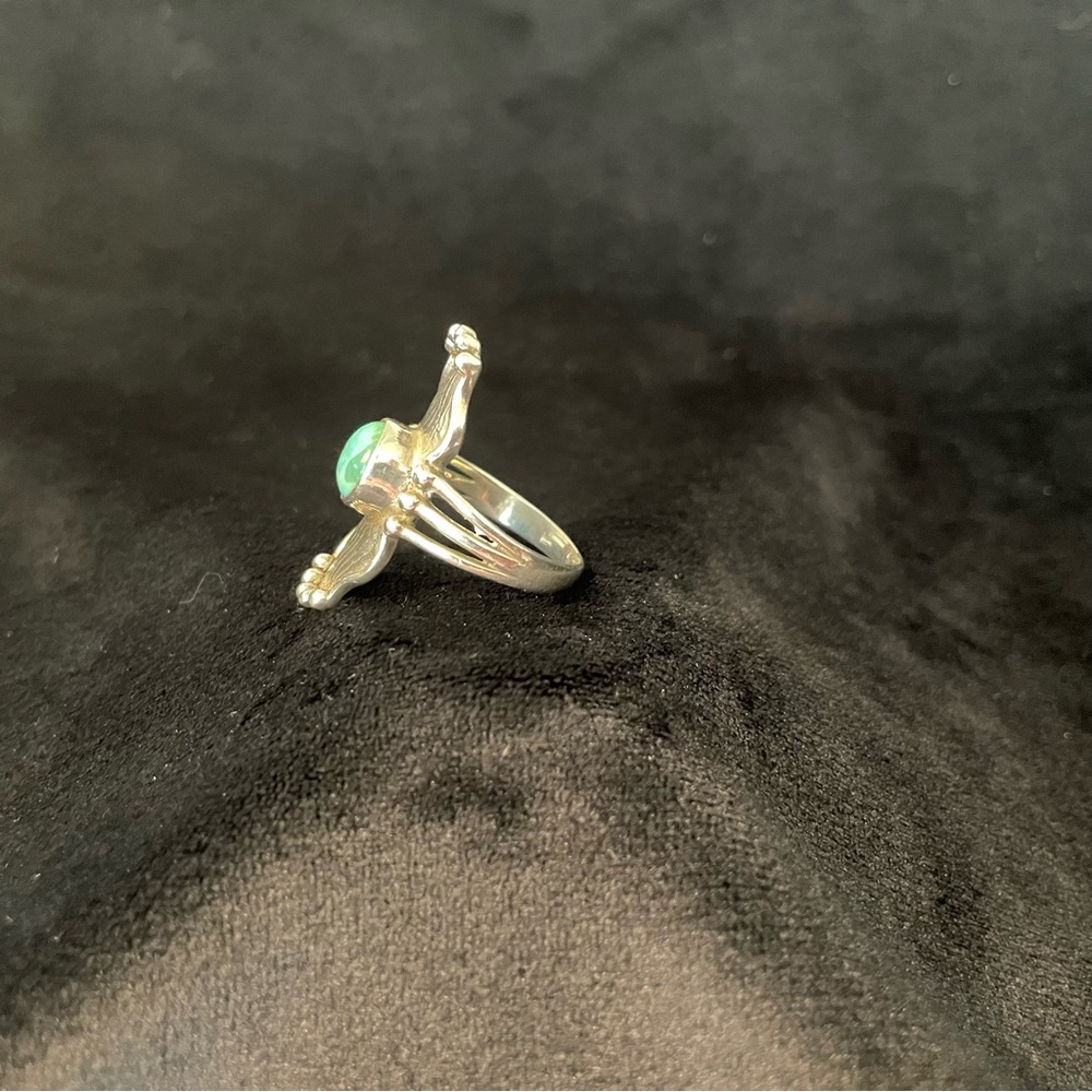Turquoise And 925 Silver Statement Ring Size 7.5 - image 3